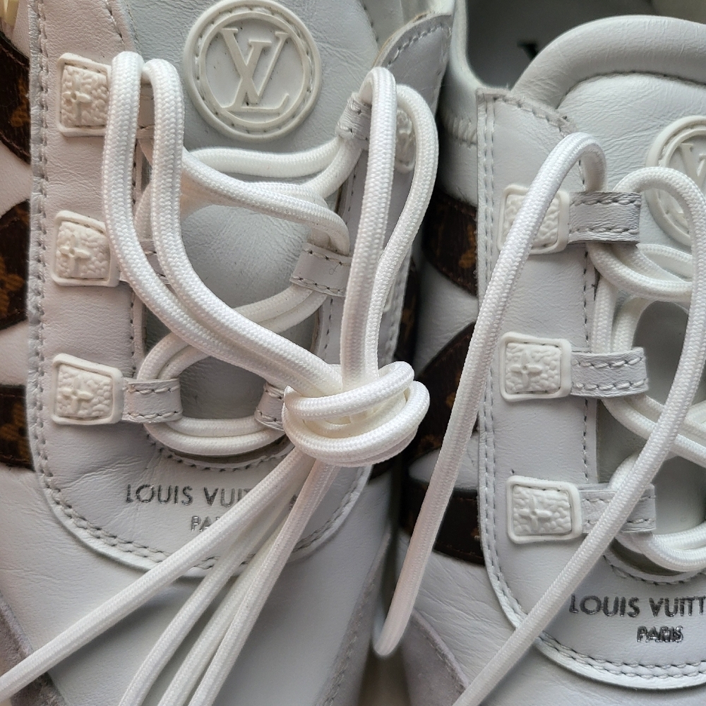 Louis Vuitton White and Brown Sneakers - Picture 8 of 10